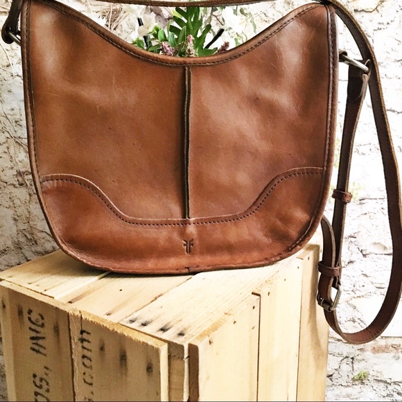 Frye Handbags - FRYE Cognac Cara Saddle Crossbody Bag